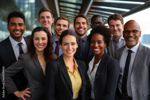 Group of interracial businesspeople in an office