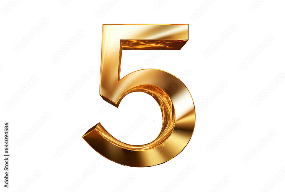 Number 5 gold on transparent background Stock Illustration | Adobe Stock