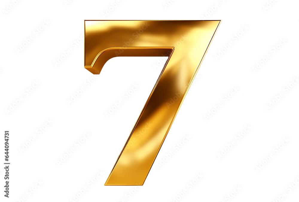 Number 7 gold on transparent background Number 7 gold on transparent background