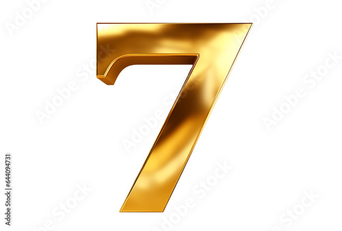 Number 7 gold on transparent background