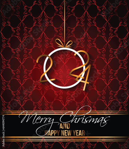 2024 Happy New Year and merry christmas background for your seasonal invitations, festive posters, greetings cards.
