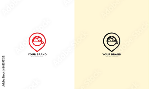 Coffee pin logo, vector graphic design