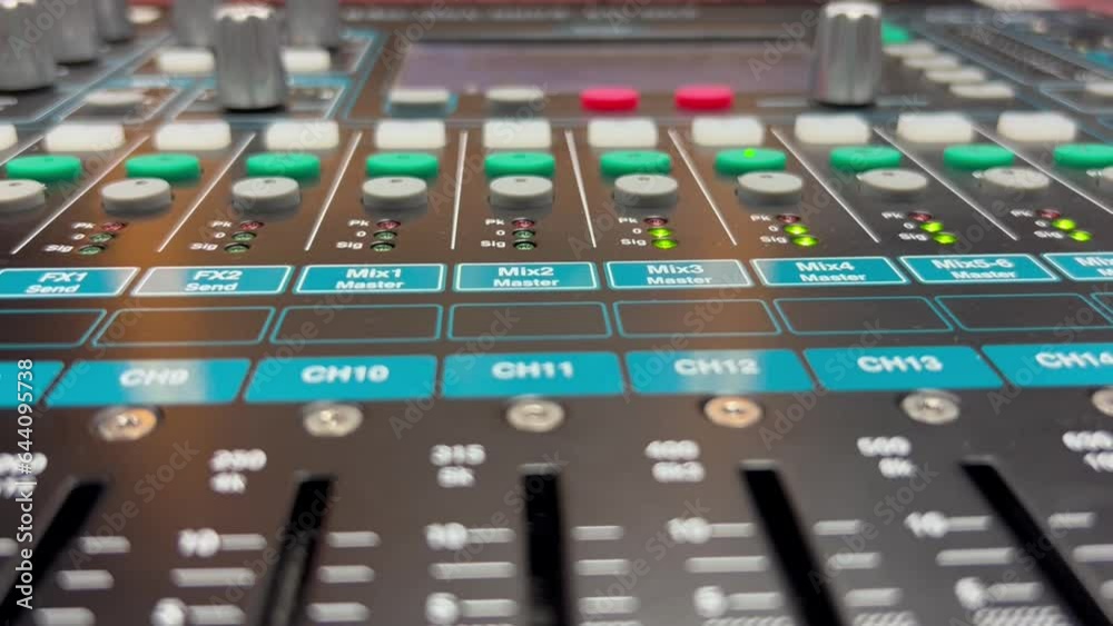 Audio mixer in TV control room Audio mixer in TV control room