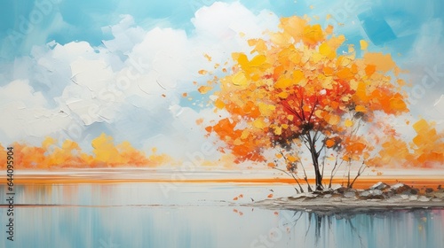 Abstract art painting landscape. Modern art background
