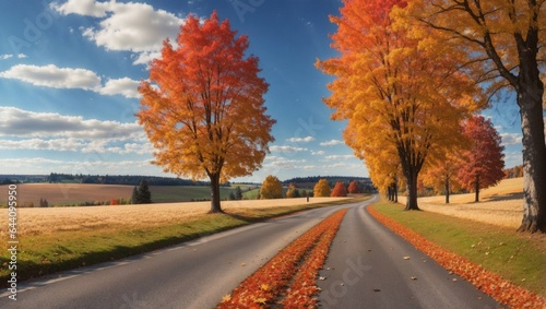 A highway in the middle of autumn trees