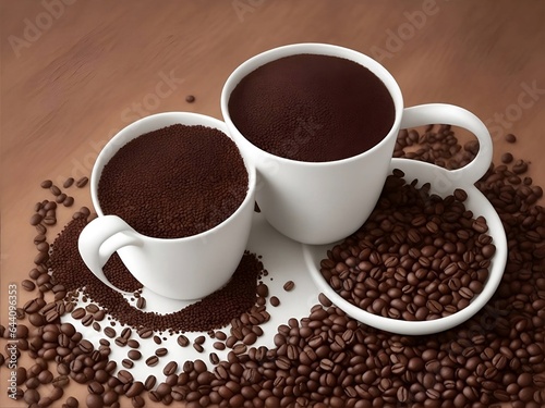cup of coffee with beans, ai generative 