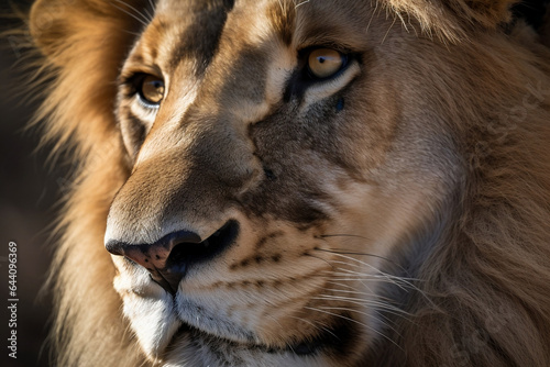 Lion eyes locked on prey