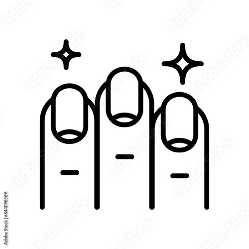 Manicure fingers line icon. Linear style sign for mobile concept and web design. Hand nails manicure outline vector icon. Symbol, vector logo