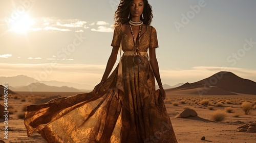 African model in a desert setting  representing resilience and beauty