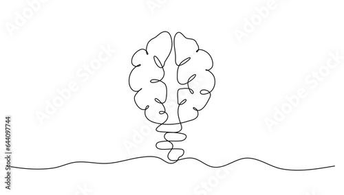 continuous lineart a light bulb half brain with creative idea