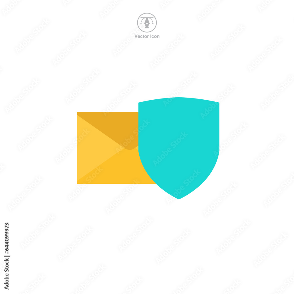 Email with Shield icon symbol vector illustration isolated on white background Email with Shield icon symbol vector illustration isolated on white background
