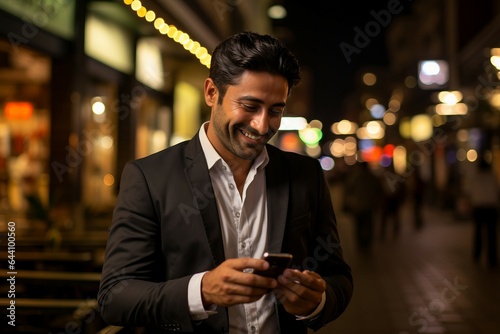 a man smiling at his phone