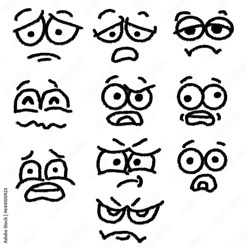 set of funny cartoon faces