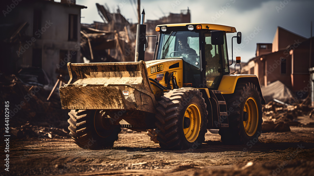 Bulldozer Power: Construction Equipment in Heavy Action