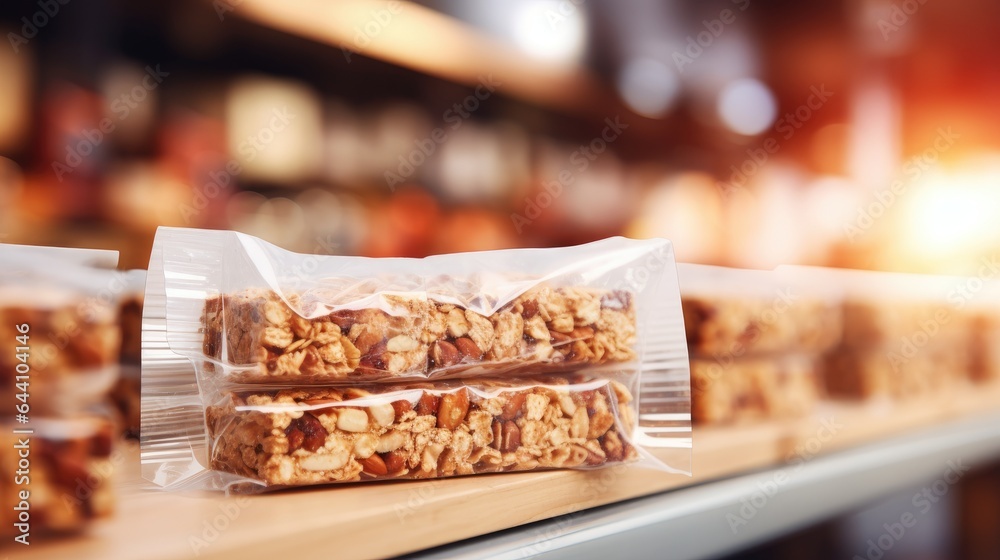 Fototapeta premium Granola bars in a supermarket