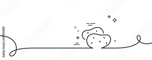 Potato line icon. Continuous one line with curl. Vegetable food sign. Diet nutrition symbol. Potato single outline ribbon. Loop curve pattern. Vector