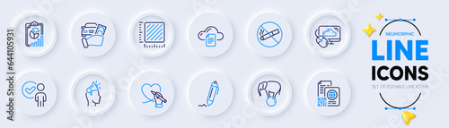 Elephant on ball, Social care and Square meter line icons for web app. Pack of Signature, No smoking, Cloud computing pictogram icons. Brand ambassador, Qr code, Rent car signs. Vector