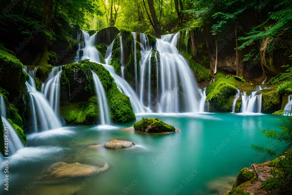 waterfall in the forest Generated Ai waterfall in the forest Generated Ai