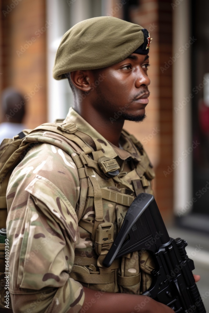 shot of a soldier on guard outside shot of a soldier on guard outside