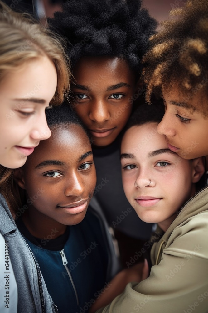 cropped shot of a group of teenagers standing in a huddle cropped shot of a group of teenagers standing in a huddle