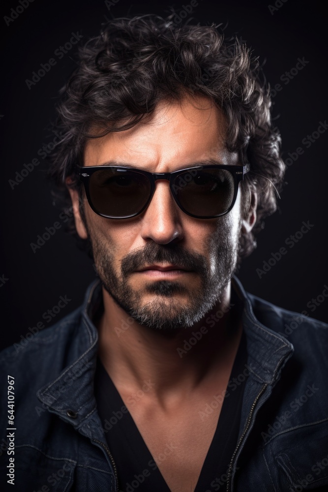 Obraz premium closeup portrait of a handsome man with dark glasses on
