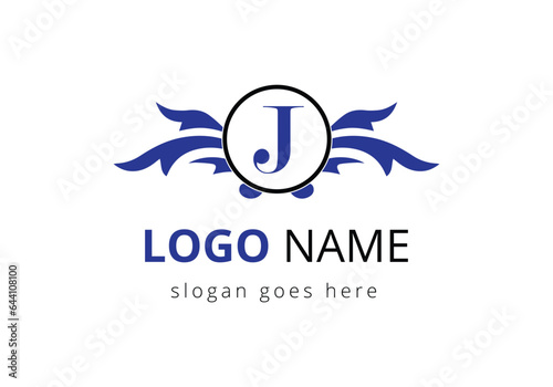 Letter J Wing Logo Design For Freight and Transportation Symbol. photo