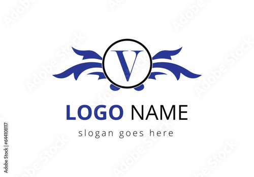 Letter V Wing Logo Design For Freight and Transportation Symbol. photo