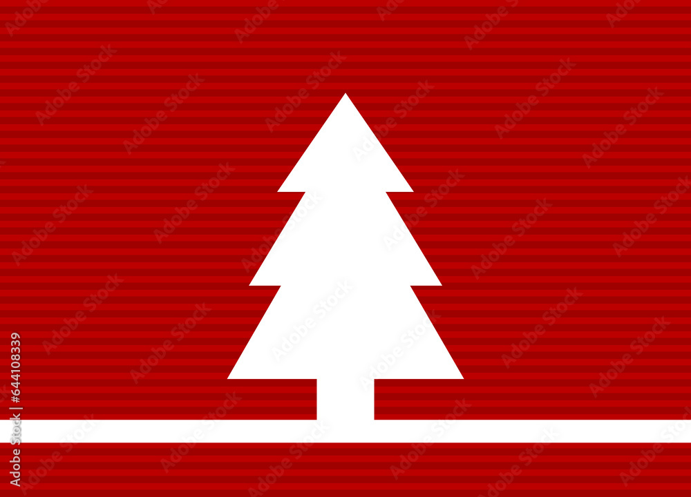 Obraz premium Tannenbaum auf gestreifter roter Weihnachtskarte