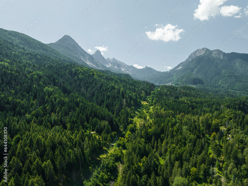 Aerial view of a mountain landscape on the Dolomites area in Valle di Cadore, Veneto, Italy. Aerial view of a mountain landscape on the Dolomites area in Valle di Cadore, Veneto, Italy.