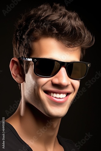 closeup of a satisfied young male wearing sunglasses on his face isolated in studio © Alfazet Chronicles