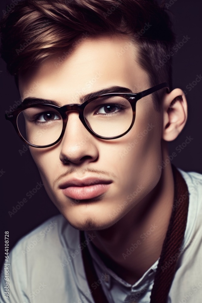 closeup of a stylish modern man with trendy glasses closeup of a stylish modern man with trendy glasses