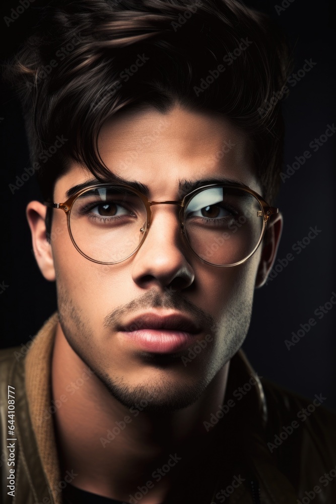 closeup of a stylish modern man with trendy glasses closeup of a stylish modern man with trendy glasses