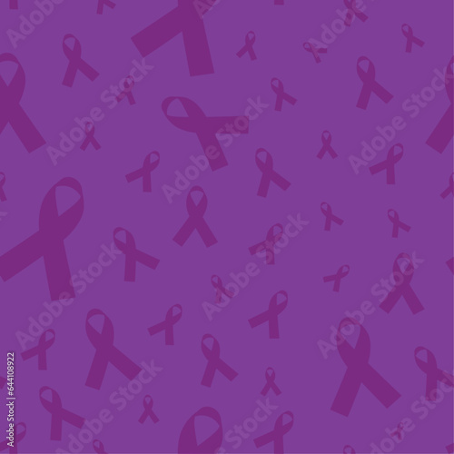 Purple Ribbon Seamless pattern. Symbol for Alzheimer's disease, lupus, animal abuse, Crohn's disease, cystic fibrosis, fibromyalgia, sarcoidosis awareness, thyroid cancer, ADD, and religious tolerance
