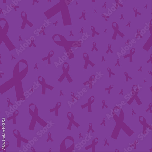 Purple Ribbon Seamless pattern. Symbol for Alzheimer's disease, lupus, animal abuse, Crohn's disease, cystic fibrosis, fibromyalgia, sarcoidosis awareness, thyroid cancer, ADD, and religious tolerance