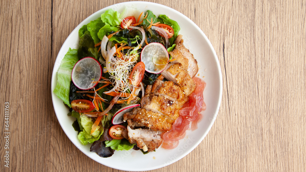 Grilled chicken salad with Japanese sesame dressing Grilled chicken salad with Japanese sesame dressing