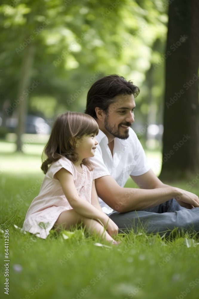 a young father relaxing with his daughter in the park a young father relaxing with his daughter in the park