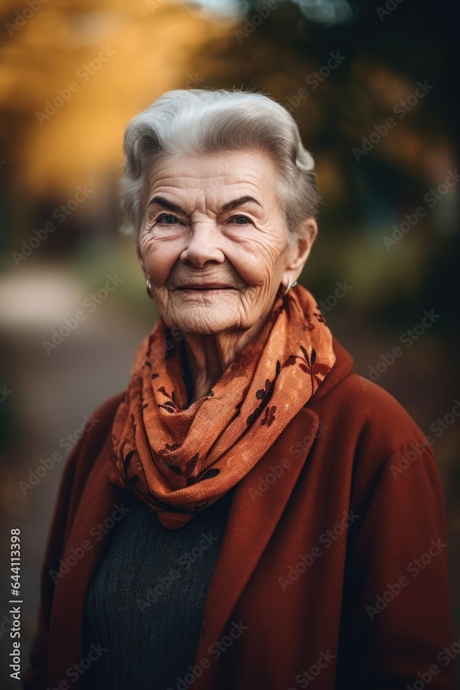 a portrait of a senior woman standing outdoors a portrait of a senior woman standing outdoors