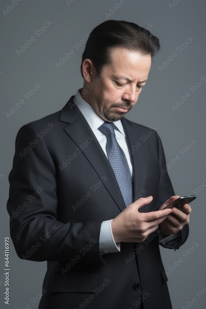 studio shot of an unrecognizable businessman using his cellphone against a grey background studio shot of an unrecognizable businessman using his cellphone against a grey background