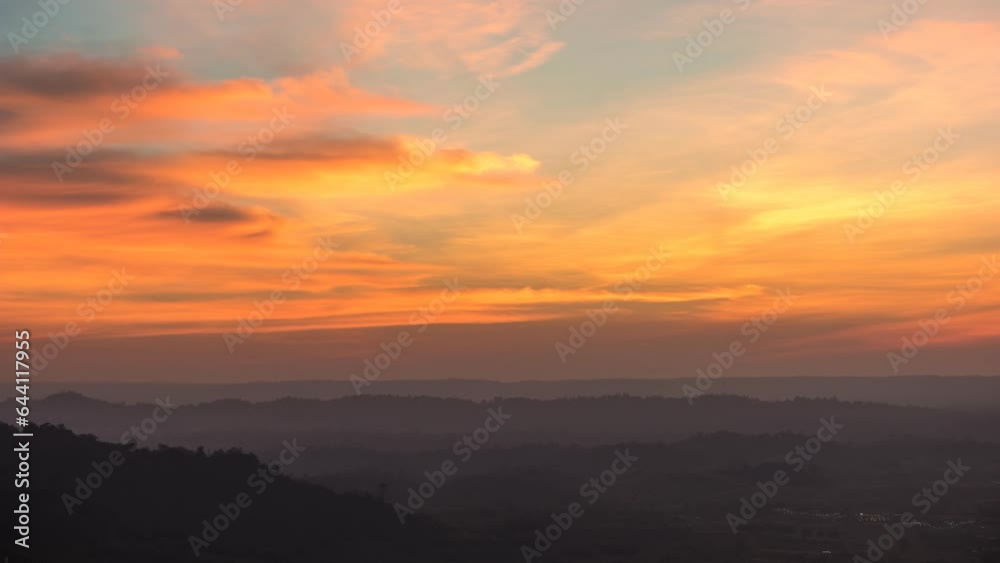 Khao Kho Petchabun sunset timelapse with moving cloud mist, Thailand nature landscape 4K time lapse Khao Kho Petchabun sunset timelapse with moving cloud mist, Thailand nature landscape 4K time lapse