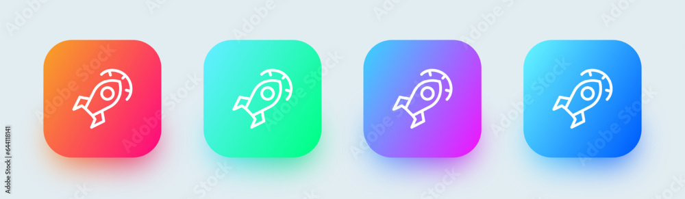 Optimization line icon in square gradient colors. Rocket signs vector illustration. Optimization line icon in square gradient colors. Rocket signs vector illustration.