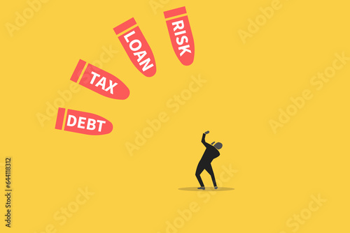 Businessman afraid from financial problem. Concept of problem crisis, Debt and loan problem, business problem, bankruptcy