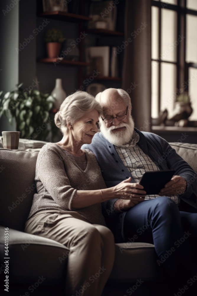 shot of a senior couple using a digital tablet together on the sofa at home shot of a senior couple using a digital tablet together on the sofa at home