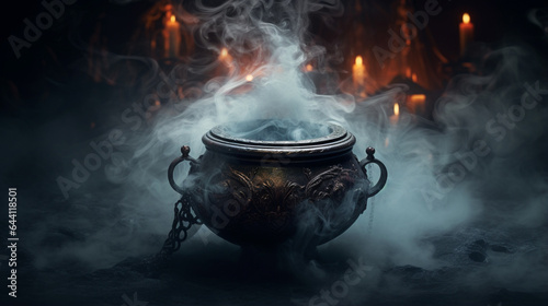 Cauldron Spooky Halloween Cauldron with Smoke