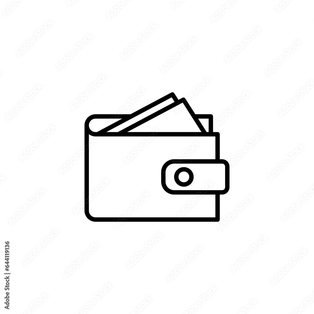 Wallet icon. Simple outline style. Affordable, investment, money, cash, dollar, bill, payment, business, finance concept. Thin line symbol. Vector isolated on white background. SVG. Wallet icon. Simple outline style. Affordable, investment, money, cash, dollar, bill, payment, business, finance concept. Thin line symbol. Vector isolated on white background. SVG.