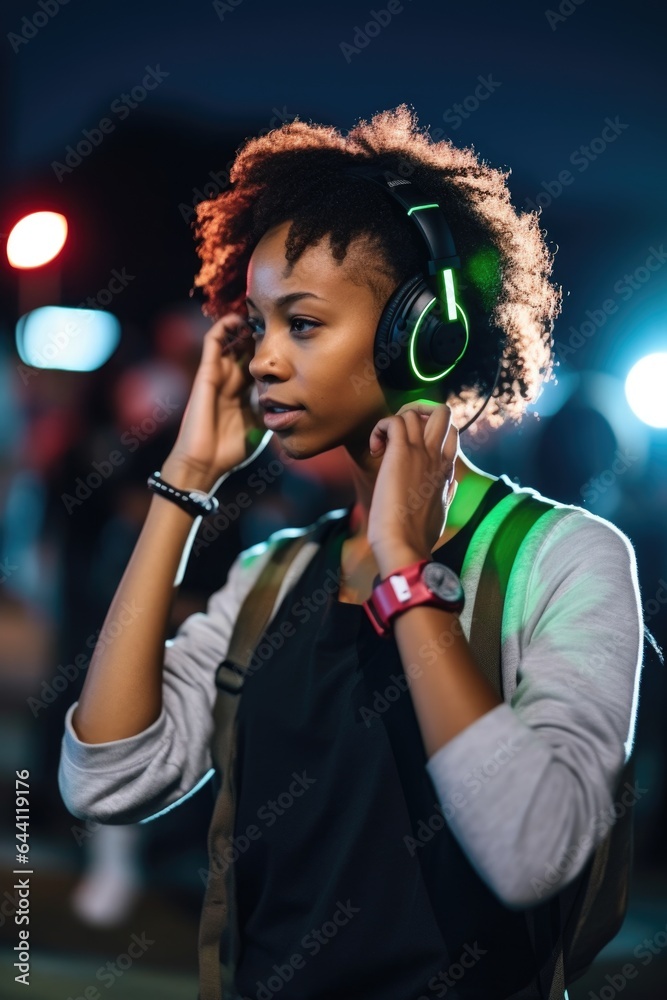 shot of a young woman dancing at a silent disco