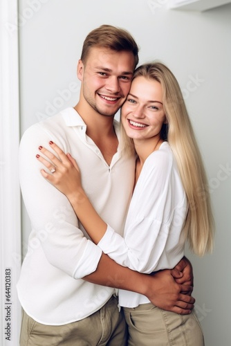 shot of a happy young couple posing together with their arms around each other