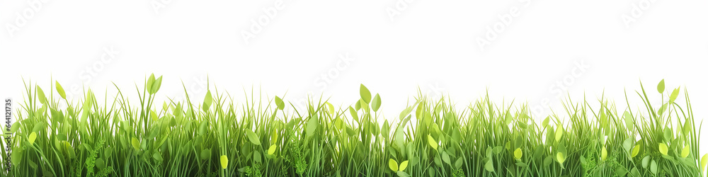 Fototapeta premium a row of 3d green grass on a white background.