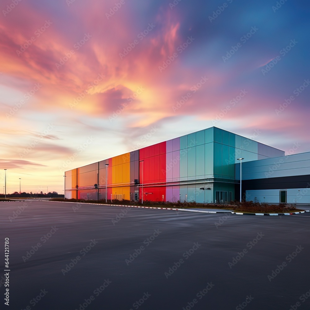 Fototapeta premium Modern logistics warehouse building structure, Generative ai.