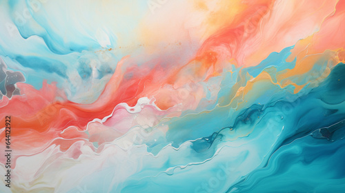 An abstract painting with blue, red, and white colors , Generative AI