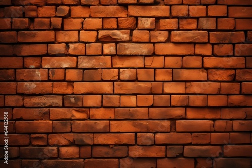 Background of an antique wall made of orange bricks, mortar, an orange wall color, and a vintage wall.